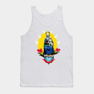 Saint Mary with the baby Jesus on her lap medieval sculpture Tank Top